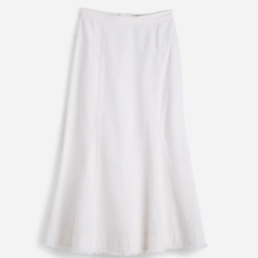 Madewell Denim Fluted Midi Skirt In Tile White Size 26 NWT - Picture 4 of 6